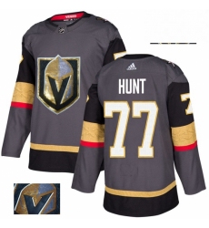 Mens Adidas Vegas Golden Knights 77 Brad Hunt Authentic Gray Fashion Gold NHL Jersey 