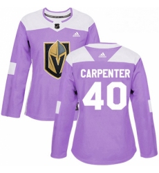 Womens Adidas Vegas Golden Knights 40 Ryan Carpenter Authentic Purple Fights Cancer Practice NHL Jersey 