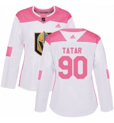 Womens Adidas Vegas Golden Knights 90 Tomas Tatar Authentic White Pink Fashion NHL Jersey 