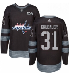 Mens Adidas Washington Capitals 31 Philipp Grubauer Authentic Black 1917 2017 100th Anniversary NHL Jersey 