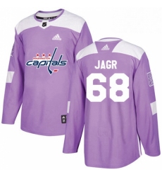 Mens Adidas Washington Capitals 68 Jaromir Jagr Authentic Purple Fights Cancer Practice NHL Jersey 