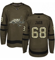 Mens Adidas Washington Capitals 68 Jaromir Jagr Premier Green Salute to Service NHL Jersey 