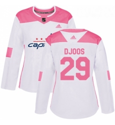 Womens Adidas Washington Capitals 29 Christian Djoos Authentic WhitePink Fashion NHL Jersey 