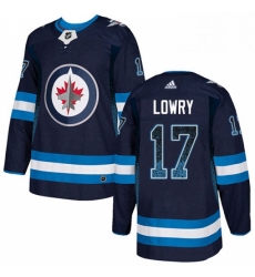 Mens Adidas Winnipeg Jets 17 Adam Lowry Authentic Navy Blue Drift Fashion NHL Jersey 