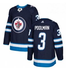 Mens Adidas Winnipeg Jets 3 Tucker Poolman Premier Navy Blue Home NHL Jersey 