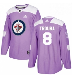 Mens Adidas Winnipeg Jets 8 Jacob Trouba Authentic Purple Fights Cancer Practice NHL Jersey 