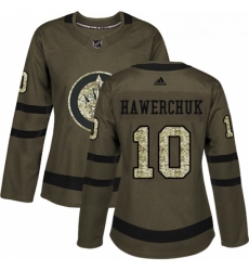 Womens Adidas Winnipeg Jets 10 Dale Hawerchuk Authentic Green Salute to Service NHL Jersey 