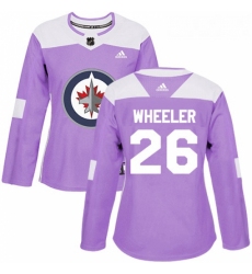 Womens Adidas Winnipeg Jets 26 Blake Wheeler Authentic Purple Fights Cancer Practice NHL Jersey 