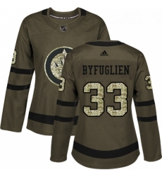 Womens Adidas Winnipeg Jets 33 Dustin Byfuglien Authentic Green Salute to Service NHL Jersey 