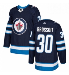 Youth Adidas Winnipeg Jets 30 Laurent Brossoit Authentic Navy Blue Home NHL Jersey 