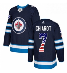 Youth Adidas Winnipeg Jets 7 Ben Chiarot Authentic Navy Blue USA Flag Fashion NHL Jersey 