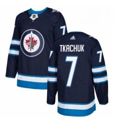 Youth Adidas Winnipeg Jets 7 Keith Tkachuk Authentic Navy Blue Home NHL Jersey 