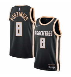 Men Atlanta Hawks 8 Kristaps Porzi u0146 u0123is Black 2025 26 City Edition Stitched Jersey Men Atlanta Hawks 8 Kristaps Porzi u0146 u0123is Black 2025 26 City Edition Stitched Jersey
