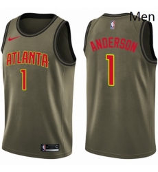 Mens Nike Atlanta Hawks 1 Justin Anderson Swingman Green Salute to Service NBA Jersey 