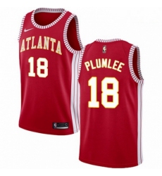 Mens Nike Atlanta Hawks 18 Miles Plumlee Authentic Red NBA Jersey Statement Edition 