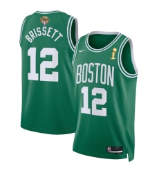 Men Boston Celtics 12 Oshae Brissett Kelly Green 2024 Finals Champions Icon Edition Stitched Basketball Jersey