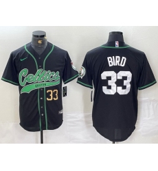 Men Boston Celtics 33 Larry Bird Black With Patch Cool Base Stitched Baseball Jersey