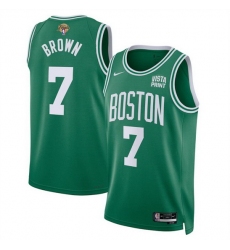 Men Boston Celtics 7 Jaylen Brown Kelly Green 2024 Finals Icon Edition Stitched Basketball Jersey