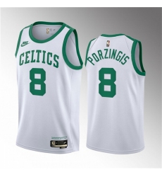 Men Boston Celtics 8 Kristaps Porzingis White 2023 Draft Association Edition Stitched Basketball Jersey