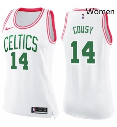 Womens Nike Boston Celtics 14 Bob Cousy Swingman WhitePink Fashion NBA Jersey