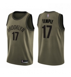 Youth Brooklyn Nets 17 Garrett Temple Swingman Green Salute to Service Basketball Jersey 