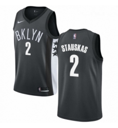 Youth Nike Brooklyn Nets 2 Nik Stauskas Authentic Gray NBA Jersey Statement Edition 