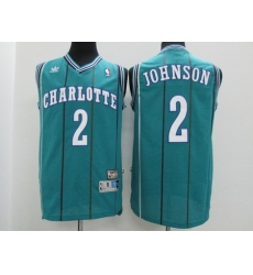 Hornets 2 Larry Johnson Teal Hardwood Classics Jersey