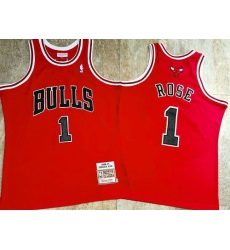 Men Chicago Bulls 1 Derrick Rose Red 2008 09 Hardwood Classics Jersey