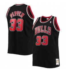 Men's Chicago Bulls #33 Scottie Pippen Balck Throwback Stitched Jersey