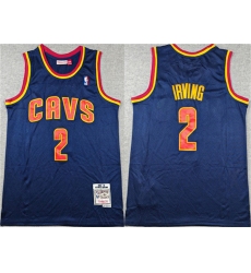 Men Cleveland Cavaliers 2 Kyrie Irving Navy Throwback Stitched Jersey