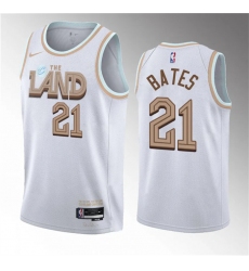 Men Cleveland Cavaliers 21 Emoni Bates White 2023 Draft City Edition Stitched Jersey