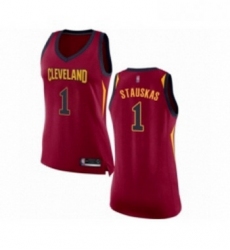 Womens Cleveland Cavaliers 1 Nik Stauskas Authentic Maroon Basketball Jersey Icon Edition 