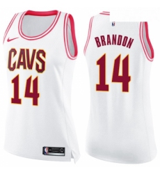 Womens Nike Cleveland Cavaliers 14 Terrell Brandon Swingman WhitePink Fashion NBA Jersey 