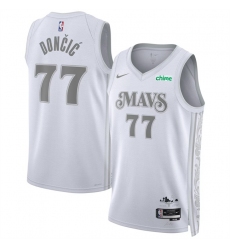 Men Dallas Mavericks 77 Luka Don u010Di u0107 White 2024 25 City Edition Stitched Basketball Jersey