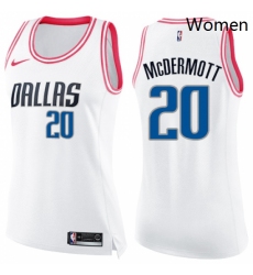 Womens Nike Dallas Mavericks 20 Doug McDermott Swingman WhitePink Fashion NBA Jersey 