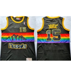 Men Denver Nuggets 15 Nikola Jokic Black Throwback Stitched Jersey