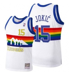 Men Denver Nuggets 15 Nikola Jokic White 2003 04 Throwback Stitched Jersey