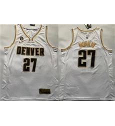 Men Denver Nuggets 27 Jamal Murray White With NO 6 Patch Stitched Jersey