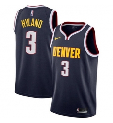 Men Denver Nuggets 3 Nah Shon Hyland Navy Icon Edition Stitched Jersey