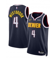 Men Denver Nuggets 4 Russell Westbrook Navy 2024 Icon Edition Stitched Basketball Jersey