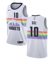 Men Nike Denver Nuggets 10 Bol Bol White NBA Swingman City Edition 2018 19 Jersey