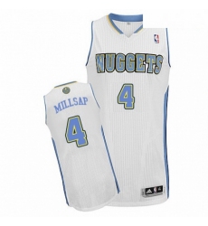 Mens Adidas Denver Nuggets 4 Paul Millsap Authentic White Home NBA Jersey 