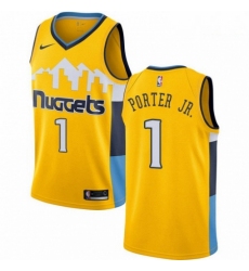 Mens Nike Denver Nuggets 1 Michael Porter Jr Yellow NBA Swingman Statement Edition Jersey 