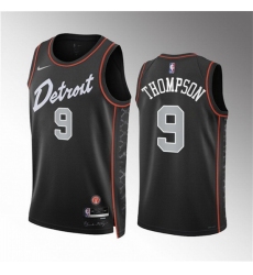 Men Detroit Pistons 9 Ausar Thompson Black 2023 24 City Edition Stitched Basketball Jersey