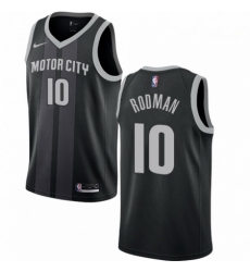 Mens Nike Detroit Pistons 10 Dennis Rodman Swingman Black NBA Jersey City Edition