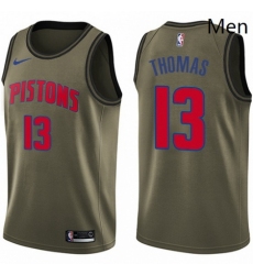 Mens Nike Detroit Pistons 13 Khyri Thomas Swingman Green Salute to Service NBA Jersey 