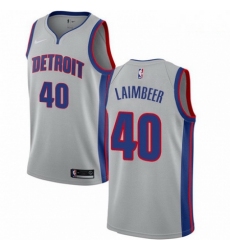 Mens Nike Detroit Pistons 40 Bill Laimbeer Swingman Silver NBA Jersey Statement Edition