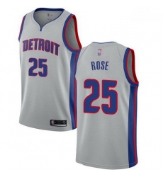 Pistons  25 Derrick Rose Silver Basketball Swingman Statement Edition Jersey