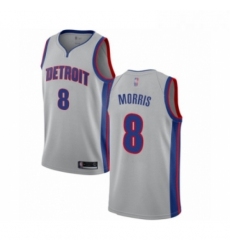 Womens Detroit Pistons 8 Markieff Morris Authentic Silver Basketball Jersey Statement Edition 