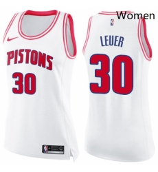 Womens Nike Detroit Pistons 30 Jon Leuer Swingman WhitePink Fashion NBA Jersey 